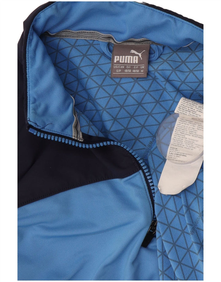 Puma Haut de Survêtement Zip Neck Pullover Homme Bleu Moyen Polyester Colorblock