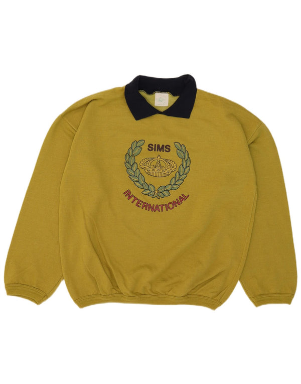 vintage Mens Graphic Polo Neck Sweatshirt Jumper XL Vert