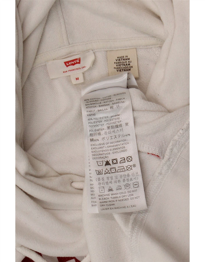 LEVI'S Pull à capuche graphique pour femme UK 14 en coton blanc moyen