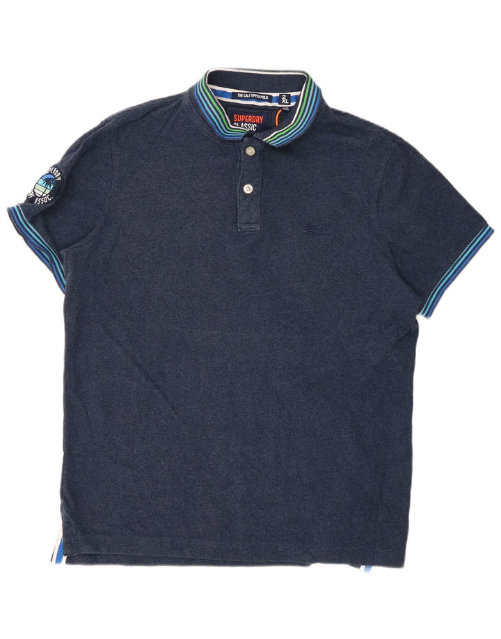 SUPERDRY Polo Graphique Homme 2XL Bleu Marine