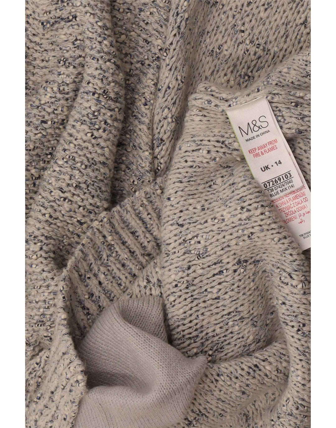 Marks & Spencer Cardigan pour femme en coton moucheté bleu moyen UK 14