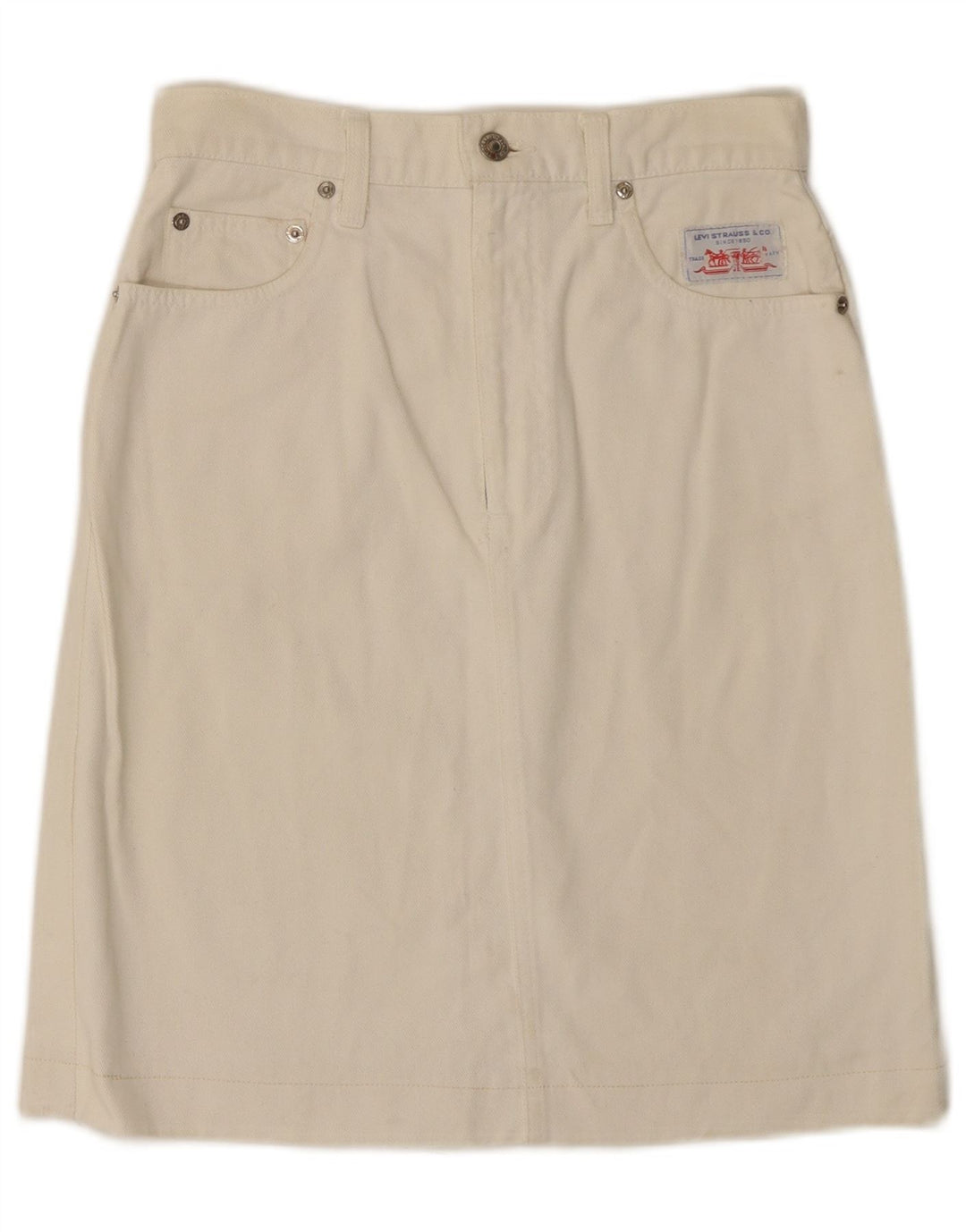 LEVI'S Jupe en Jean Femme W26 Petit Blanc Cassé