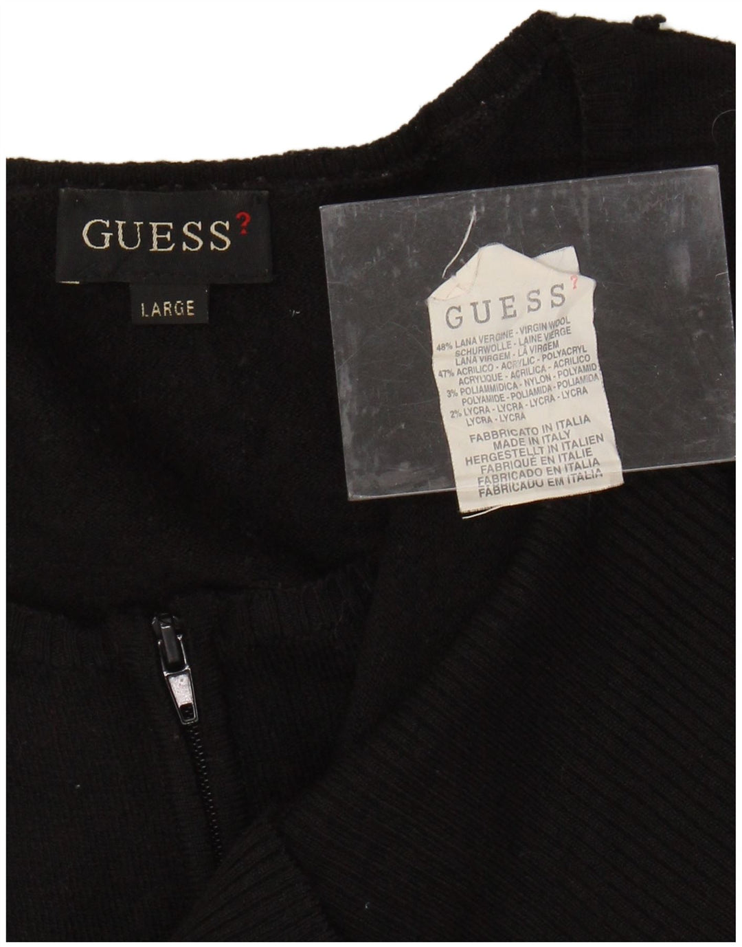 GUESS Cardigan court à manches 3/4 pour femme UK 14 Large Noir