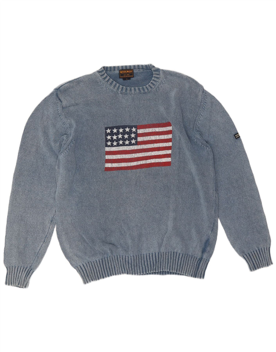 Woolrich Pull col rond graphique homme XL bleu coton