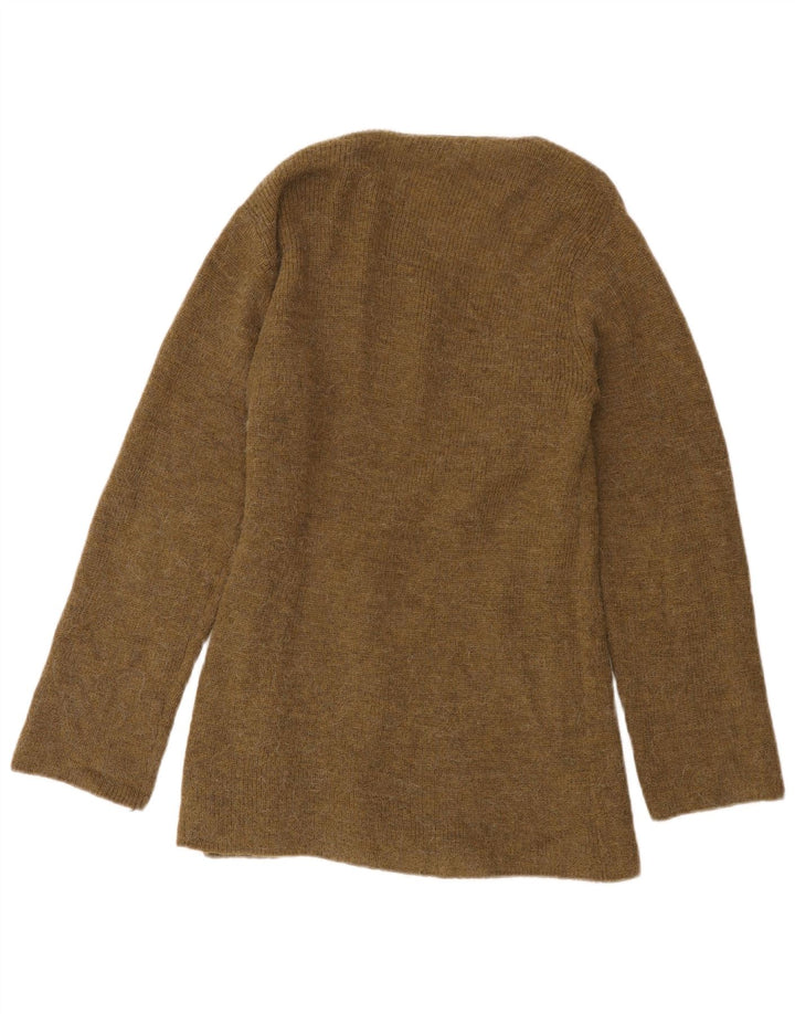 Zara Femme Wrap Cardigan Pull UK 10 Petit Kaki Polyamide