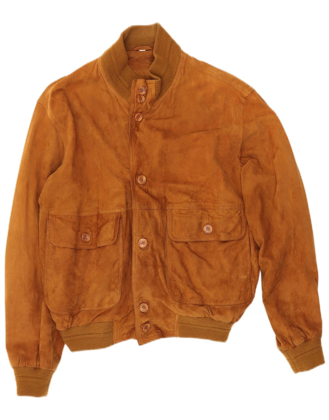 VINTAGE Homme Loose Fit Suede Bomber Jacket EU 46 Petit Cuir Beige