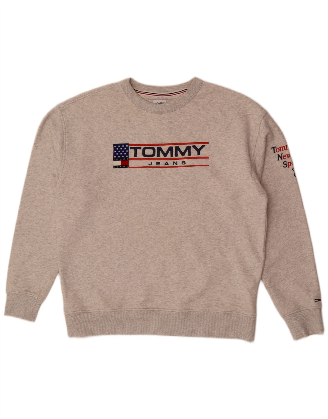 Tommy Hilfiger Sweat-Shirt Graphique Homme Gris Moyen Moucheté Coton