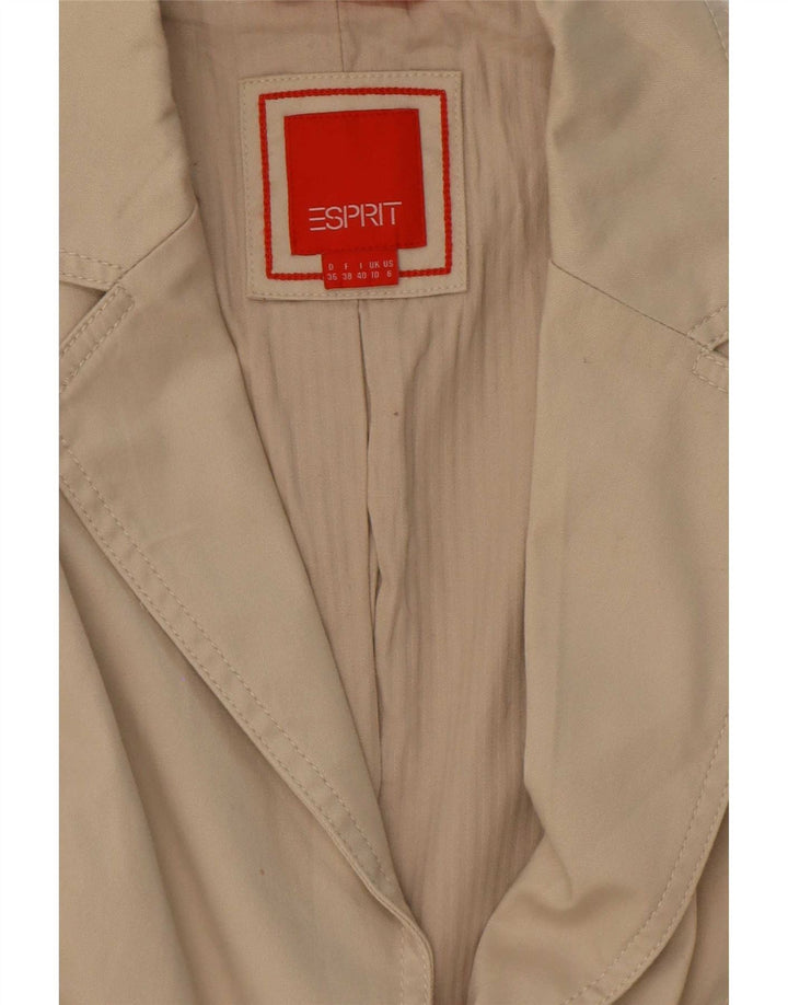 Esprit Veste Blazer 2 Boutons Femme UK 10 Petit Coton Beige