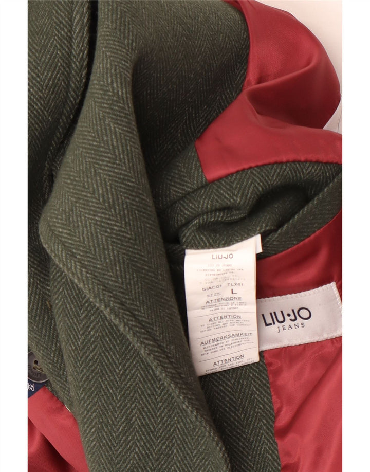 Liu Jo Caban Homme UK 40 Grande Laine à Chevrons Vert