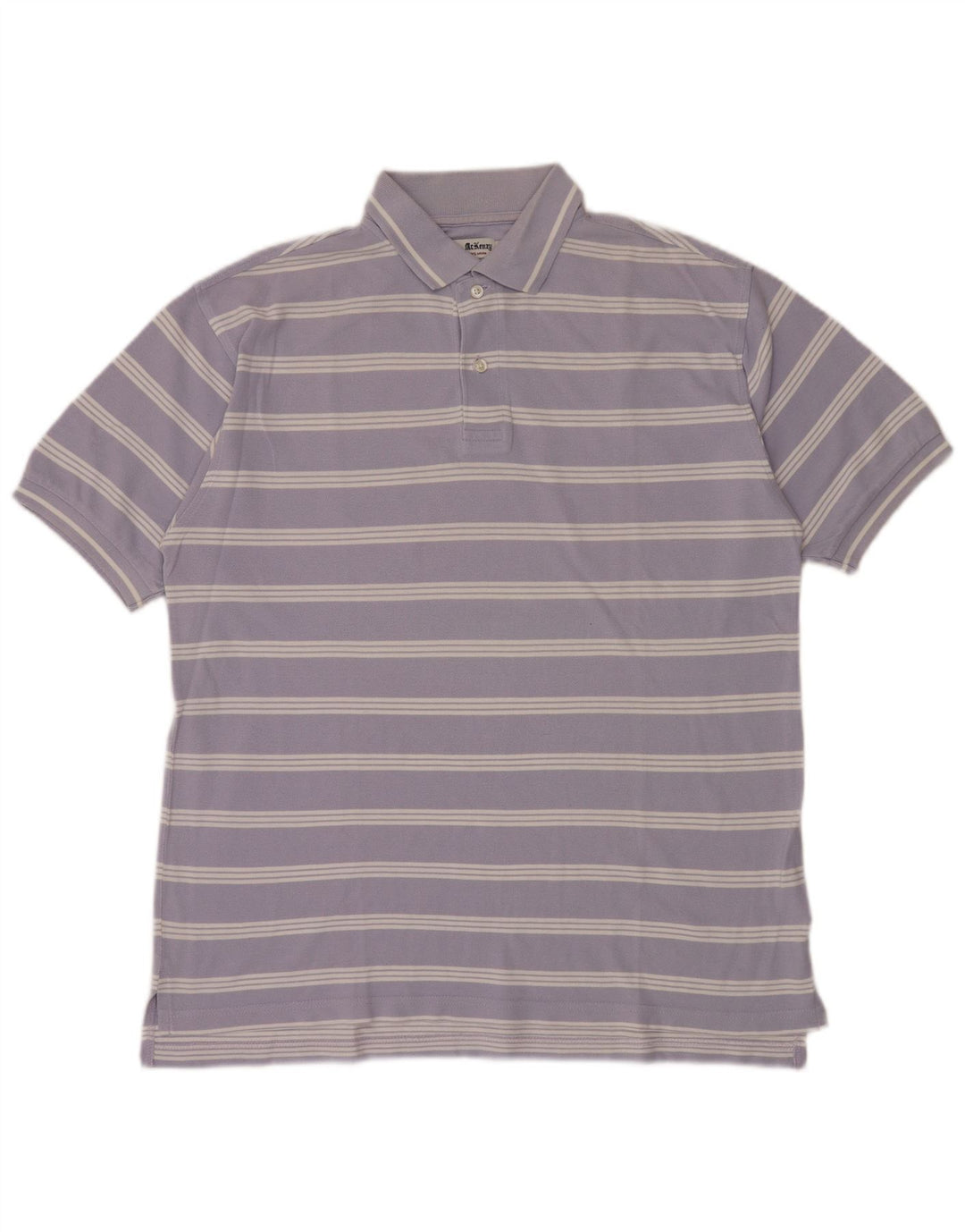 MCKENZY Polo Homme Large Violet Rayé Coton
