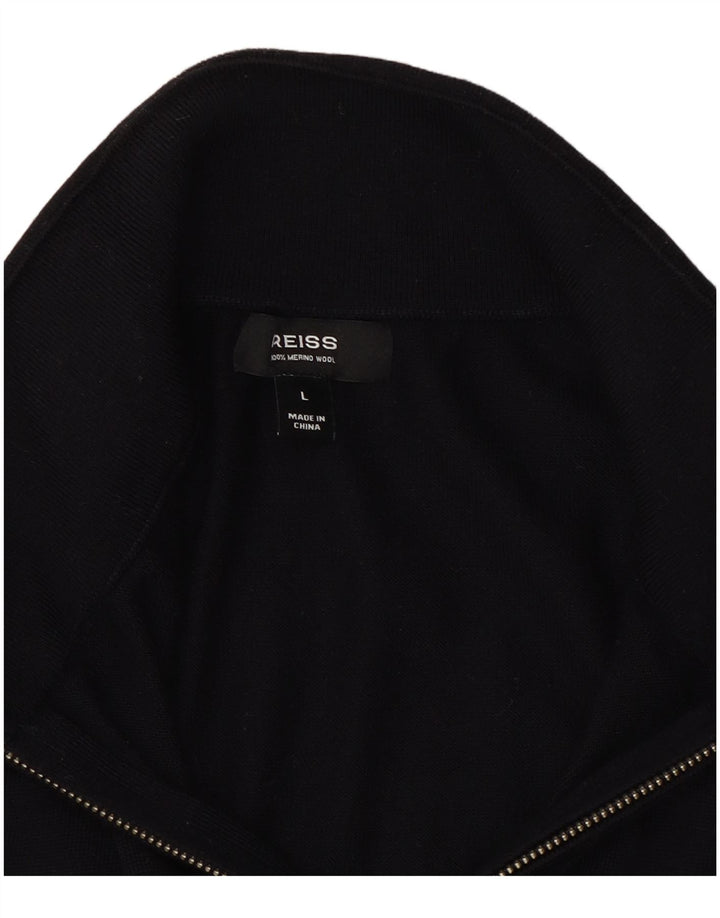 Reiss Pull à col zippé pour hommes, grand, bleu marine