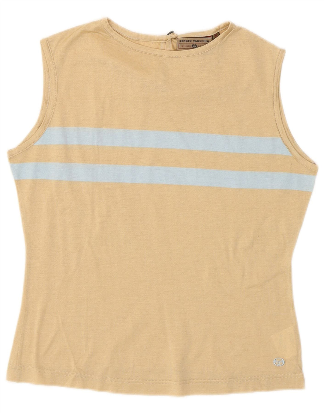 Sergio Tacchini Débardeur Femme UK 12 Coton Colorblock Beige Moyen