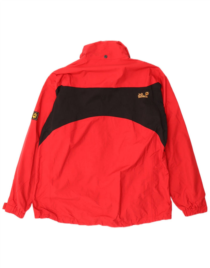 JACK WOLFSKIN Veste de pluie surdimensionnée pour femme UK 18 XL Rouge Colourblock