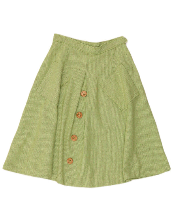 Vintage Womens A-Line Skirt W24 XS Green