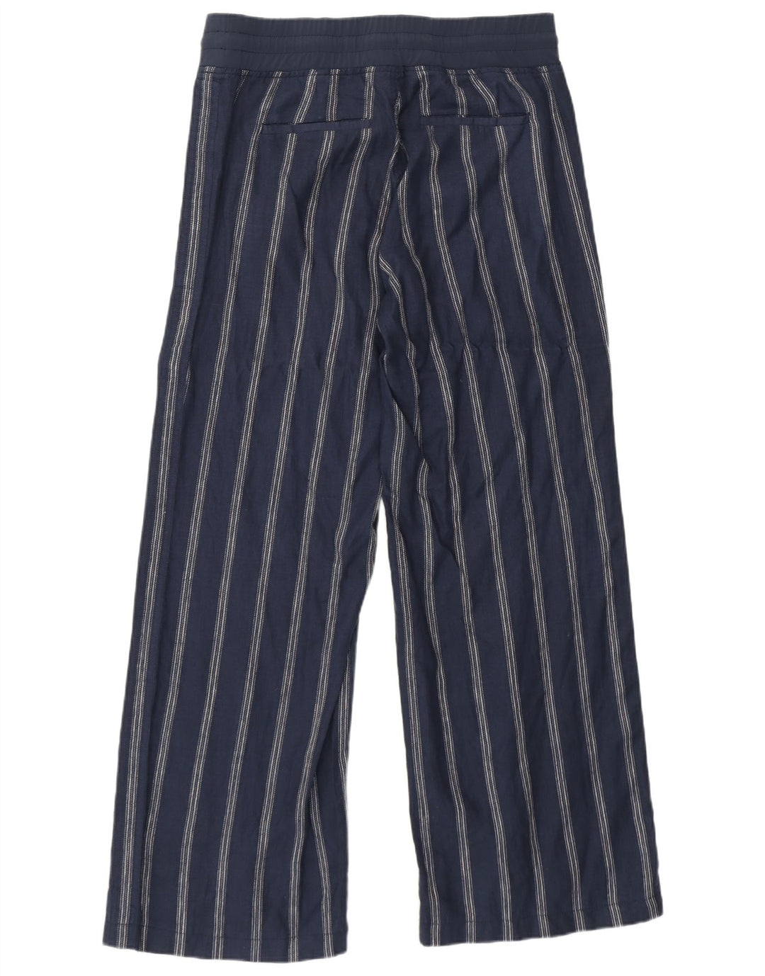 Pantalon de survêtement Athleta pour femme US 8 en lin rayé bleu marine moyen