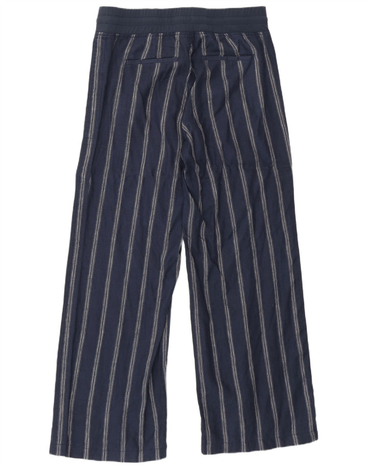 Pantalon de survêtement Athleta pour femme US 8 en lin rayé bleu marine moyen