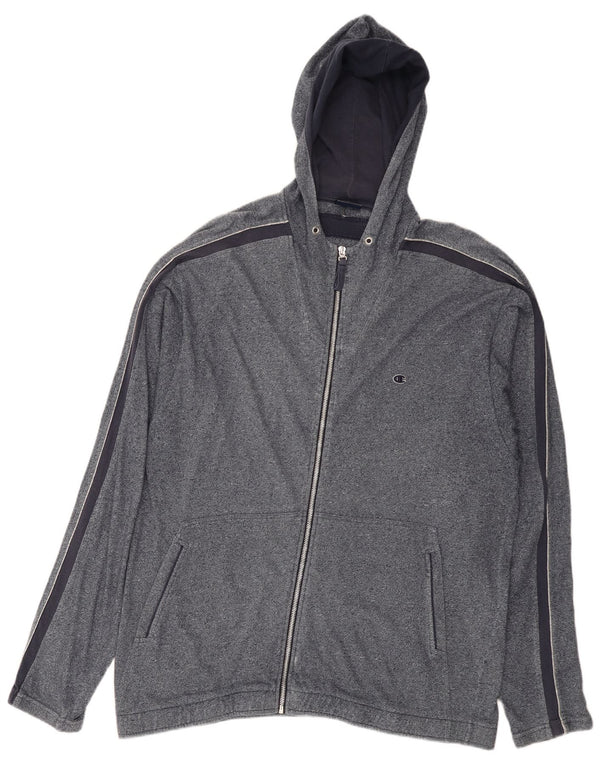 Champion Pull à capuche zippé pour homme 2XL en coton moucheté bleu marine
