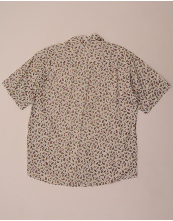 Stefanel Chemise à manches courtes pour homme Grand motif cachemire blanc