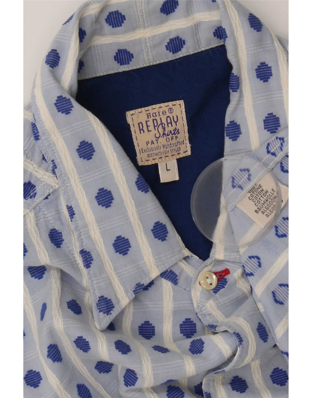 Replay Chemise Homme Large Bleu Géométrique Coton