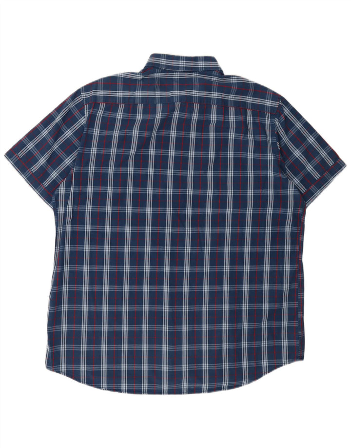 Carrera Chemise à manches courtes pour homme Coupe régulière 2XL Bleu à carreaux en coton