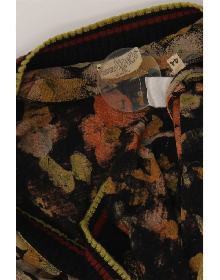vintage Femme Pull Blouse Top IT 44 Moyen Multicolore Floral