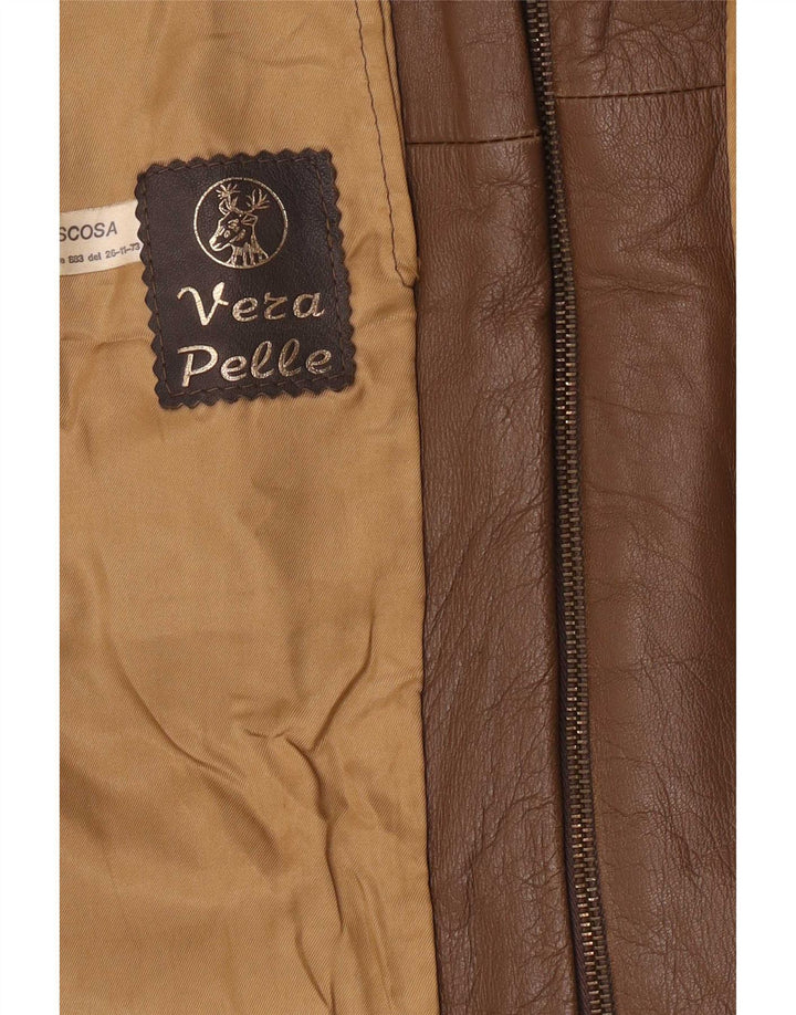veste en cuir coupe classique homme vintage UK 40 Grand Marron