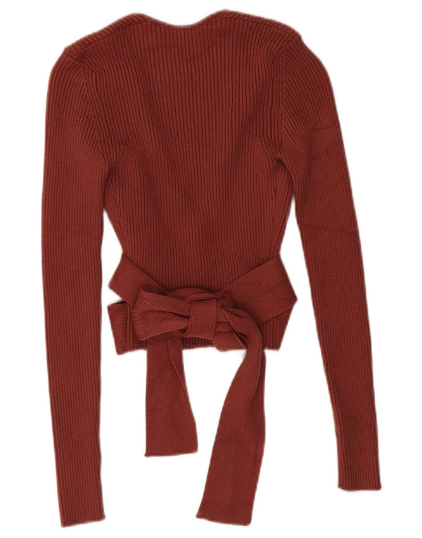 Zara Cardigan portefeuille à manches longues pour femme UK 8 Small Viscose Marron