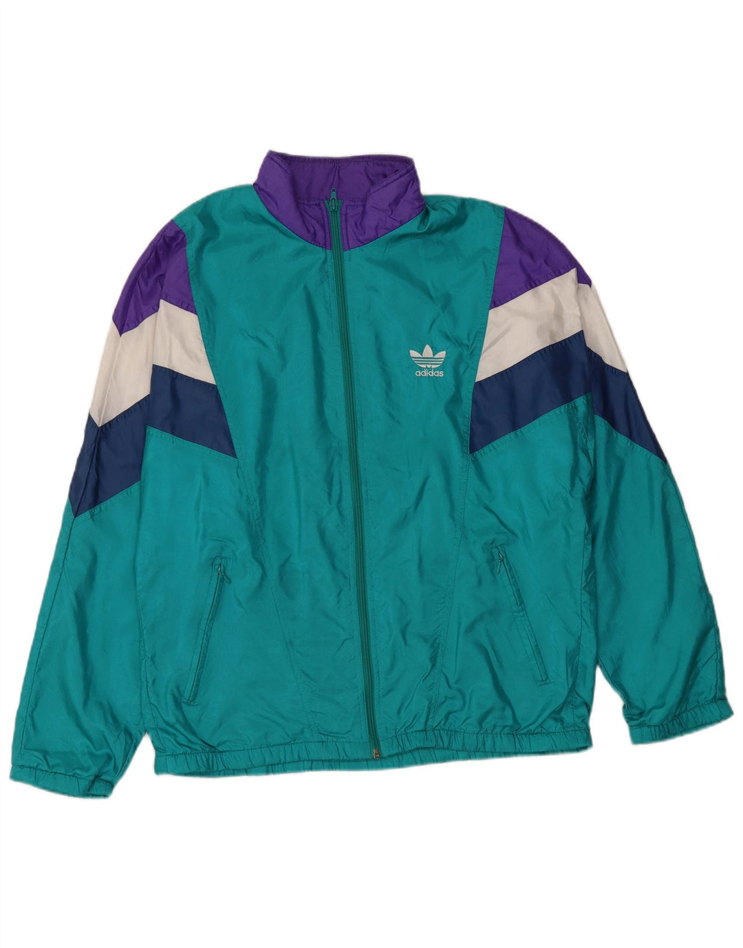 Adidas Veste de survêtement rétro pour homme UK 36/38 Small Turquoise Polyamide