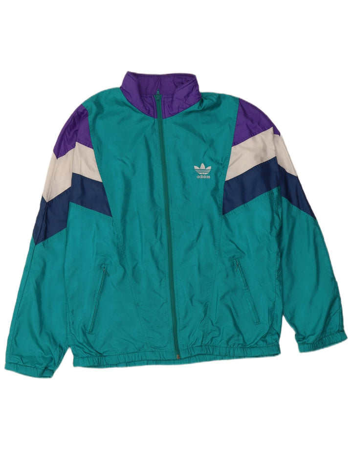 Adidas Veste de survêtement rétro pour homme UK 36/38 Small Turquoise Polyamide