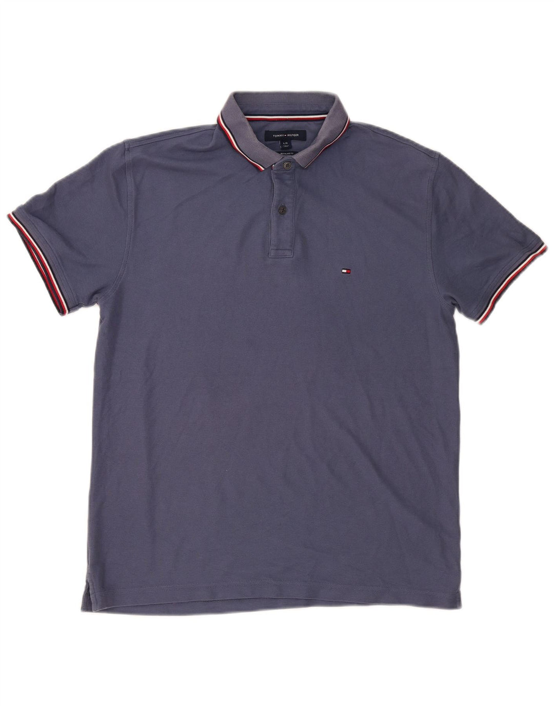 TOMMY HILFIGER Polo Regular Fit Homme Large Bleu Marine Coton
