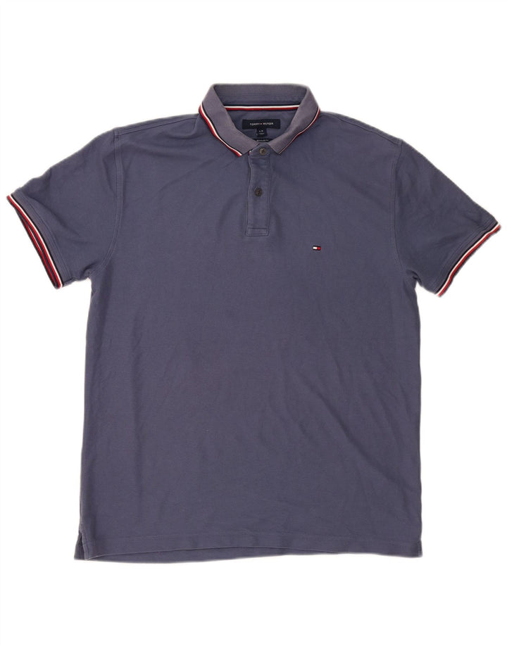 TOMMY HILFIGER Polo Regular Fit Homme Large Bleu Marine Coton