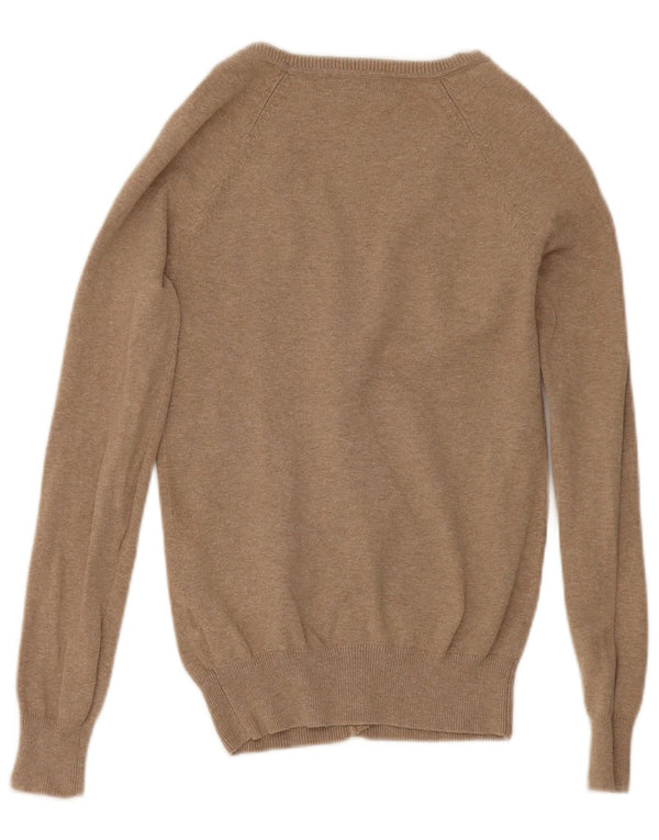 Zara Womens Crop Cardigan Sweater UK 10 Petit Coton Marron