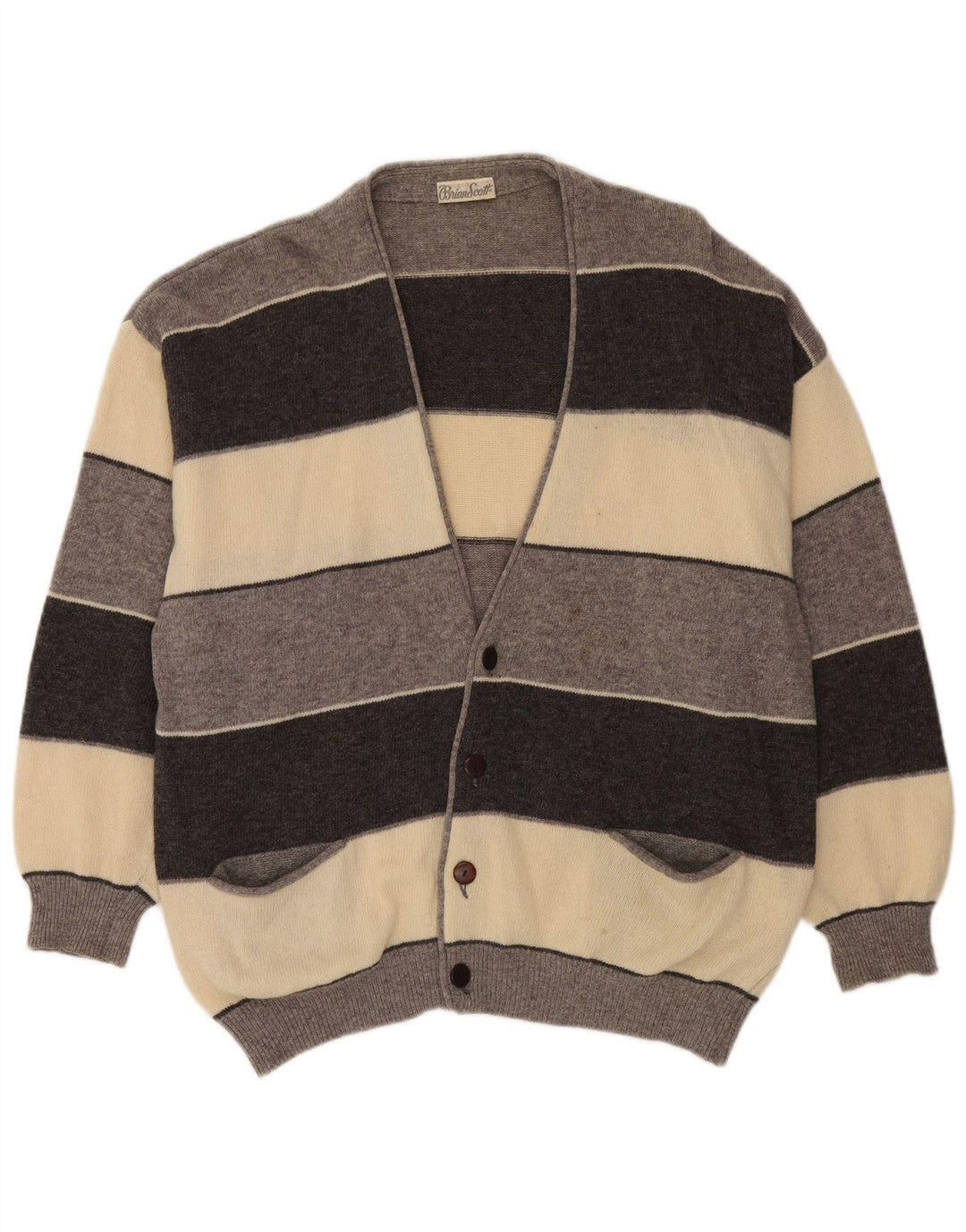 Brian Scott Pull cardigan coupe ample pour homme IT 50 Gris moyen rayé