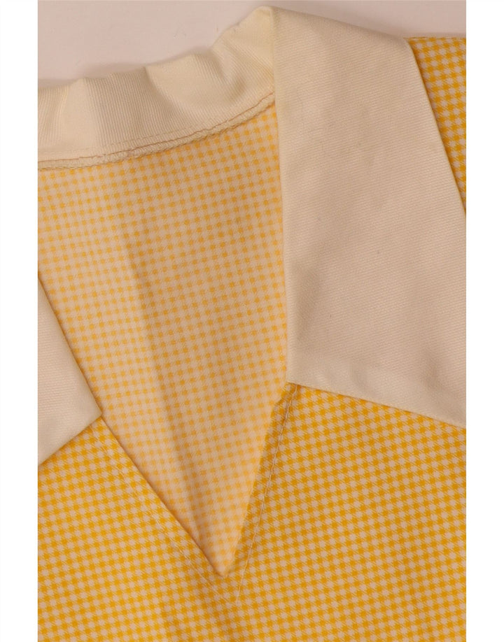 vintage Femme Robe A-Line UK 12 Vichy Jaune Moyen