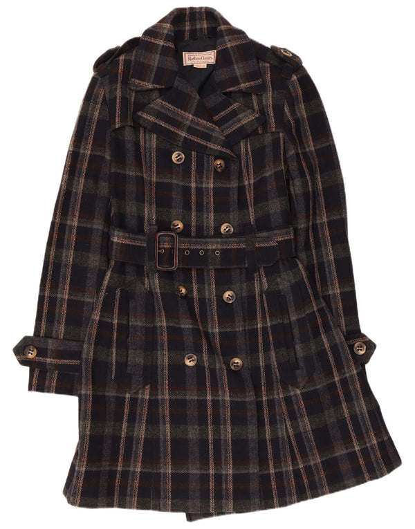 Marlboro Classics Trench-Coat Femme IT 44 Carreaux Noir Moyen