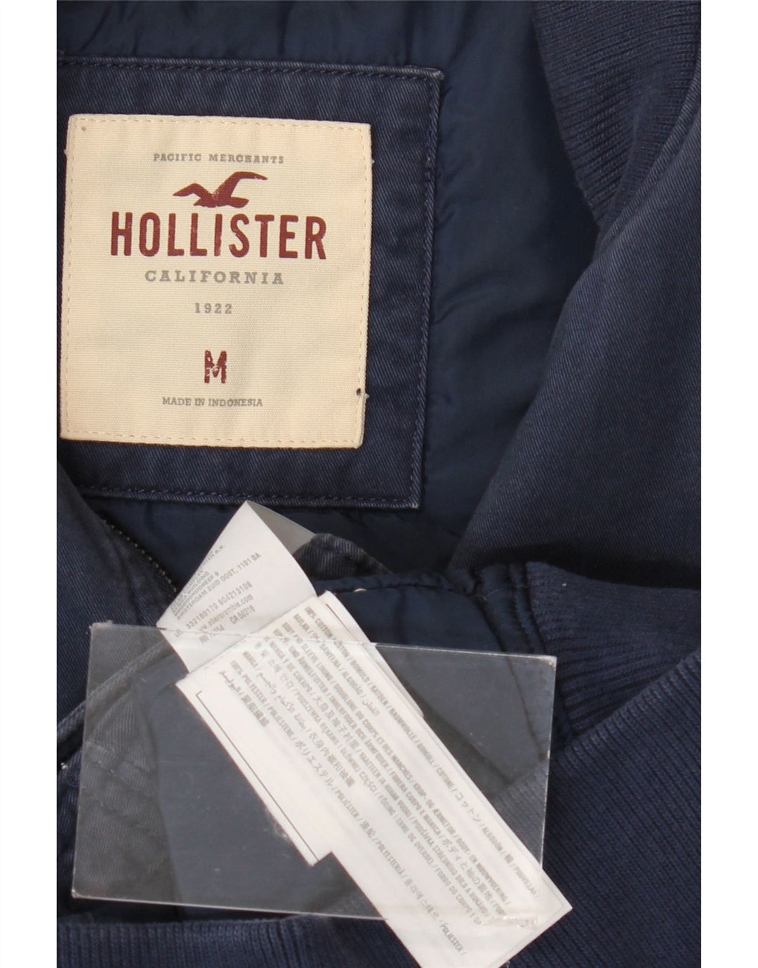 Hollister Veste Bomber Homme UK 38 Coton Bleu Marine Moyen
