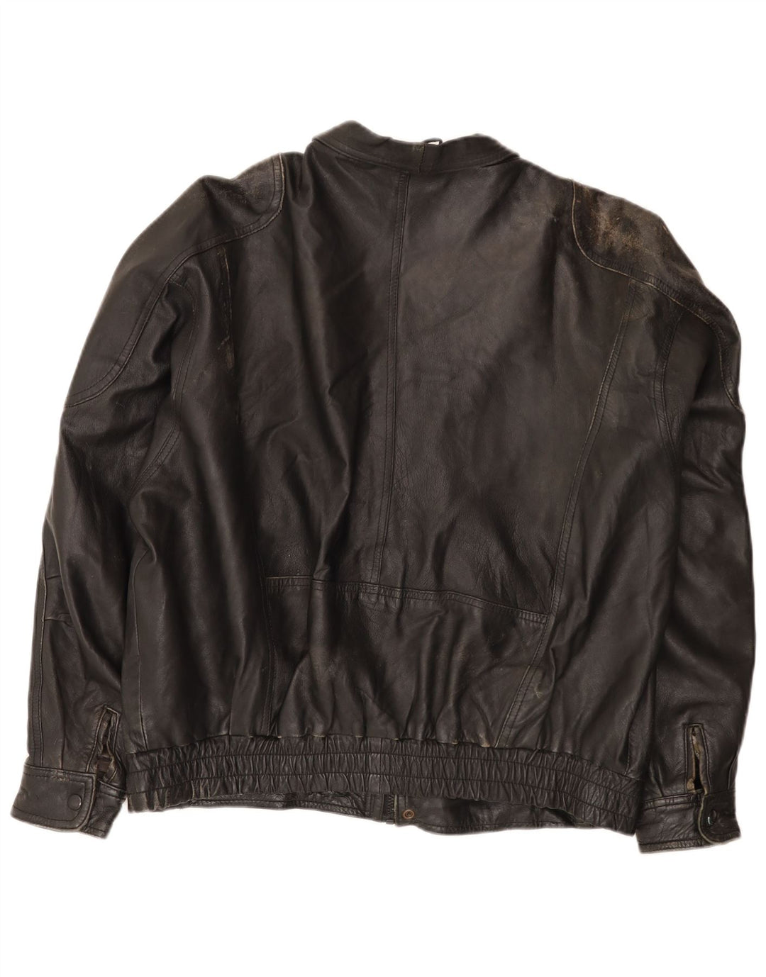 Veste Bomber En Cuir Homme Vintage IT 54 2XL Noir