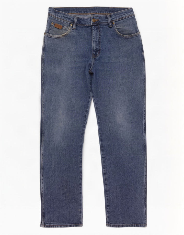 Wrangler Jean droit régulier pour homme W34 L32 en coton bleu