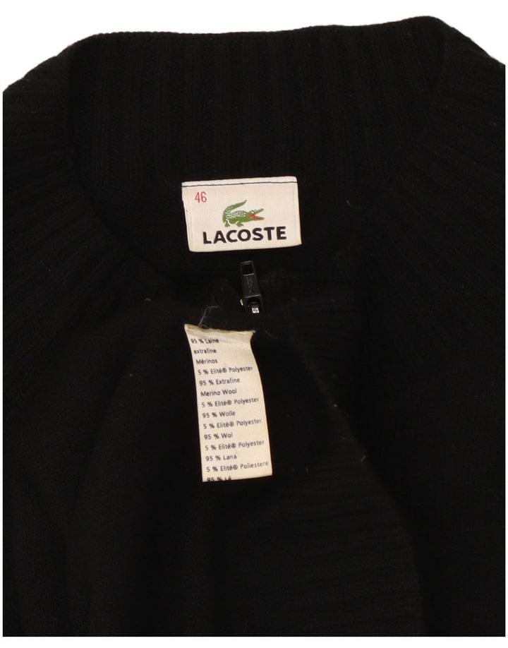 Lacoste Femme Cardigan Pull Taille 46 XL Laine Noire