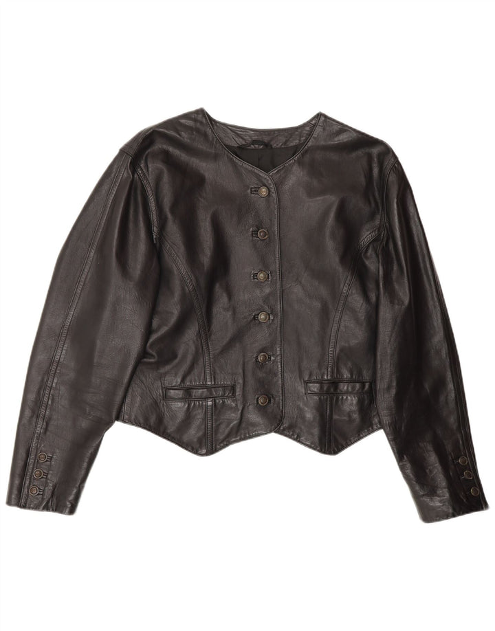 BOGNER Veste en cuir courte pour femme UK 14 Medium Noir