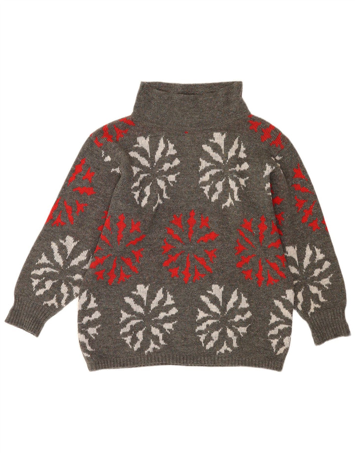 Flou Pull col roulé pour femme UK 14 Gris moyen géométrique