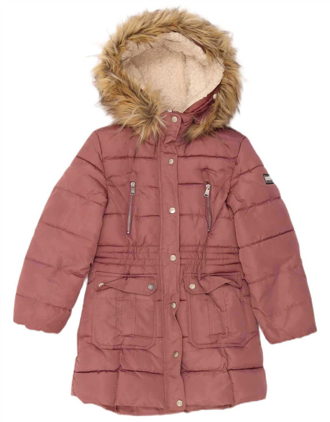 Dkny Manteau rembourré à capuche pour fille 10-11 ans Rose moyen Polyester