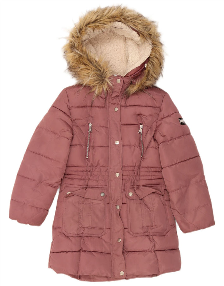 Dkny Manteau rembourré à capuche pour fille 10-11 ans Rose moyen Polyester