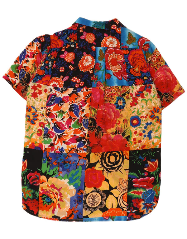 vintage Femmes Manches Courtes Robe Chemise UK 18 XL Multicolore Floral