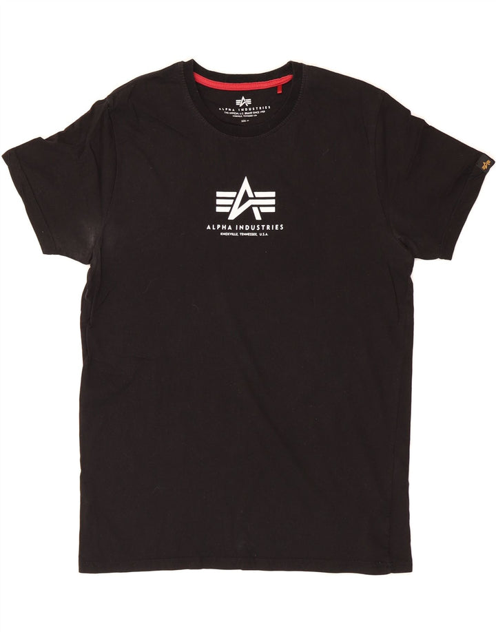 ALPHA INDUSTRIES Mens Graphic T-Shirt Top Medium Black Cotton Vintage Alpha Industries and Second-Hand Alpha Industries from Messina Hembry 