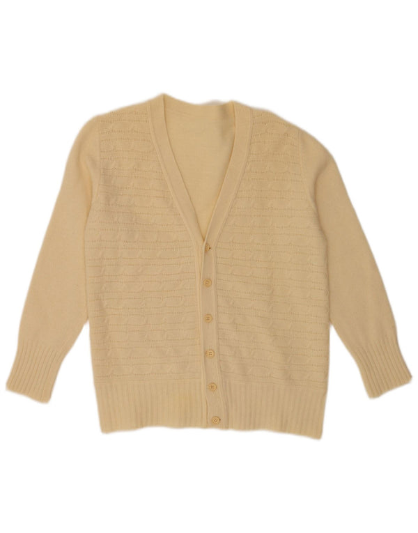 vintage Femme Cardigan Pull UK 10 Petit Beige
