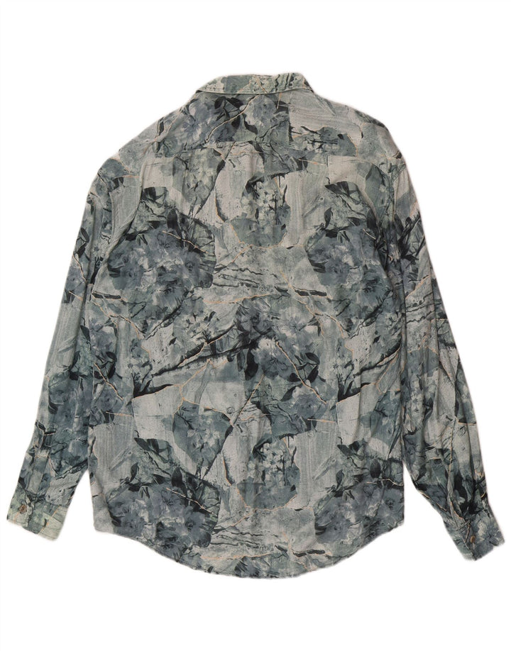 Chemise vintage à motif abstrait pour homme XL Bleu Viscose