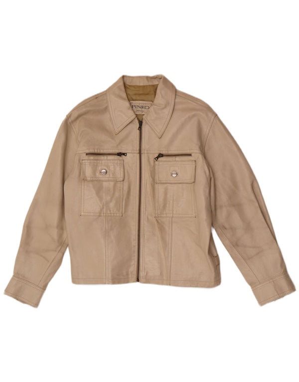 Pinko Veste en cuir pour femme IT 42 Beige moyen