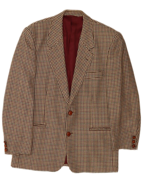 Stefanel Veste Blazer 2 Boutons Homme IT 48 Acétate Pied-de-Poule Marron Moyen