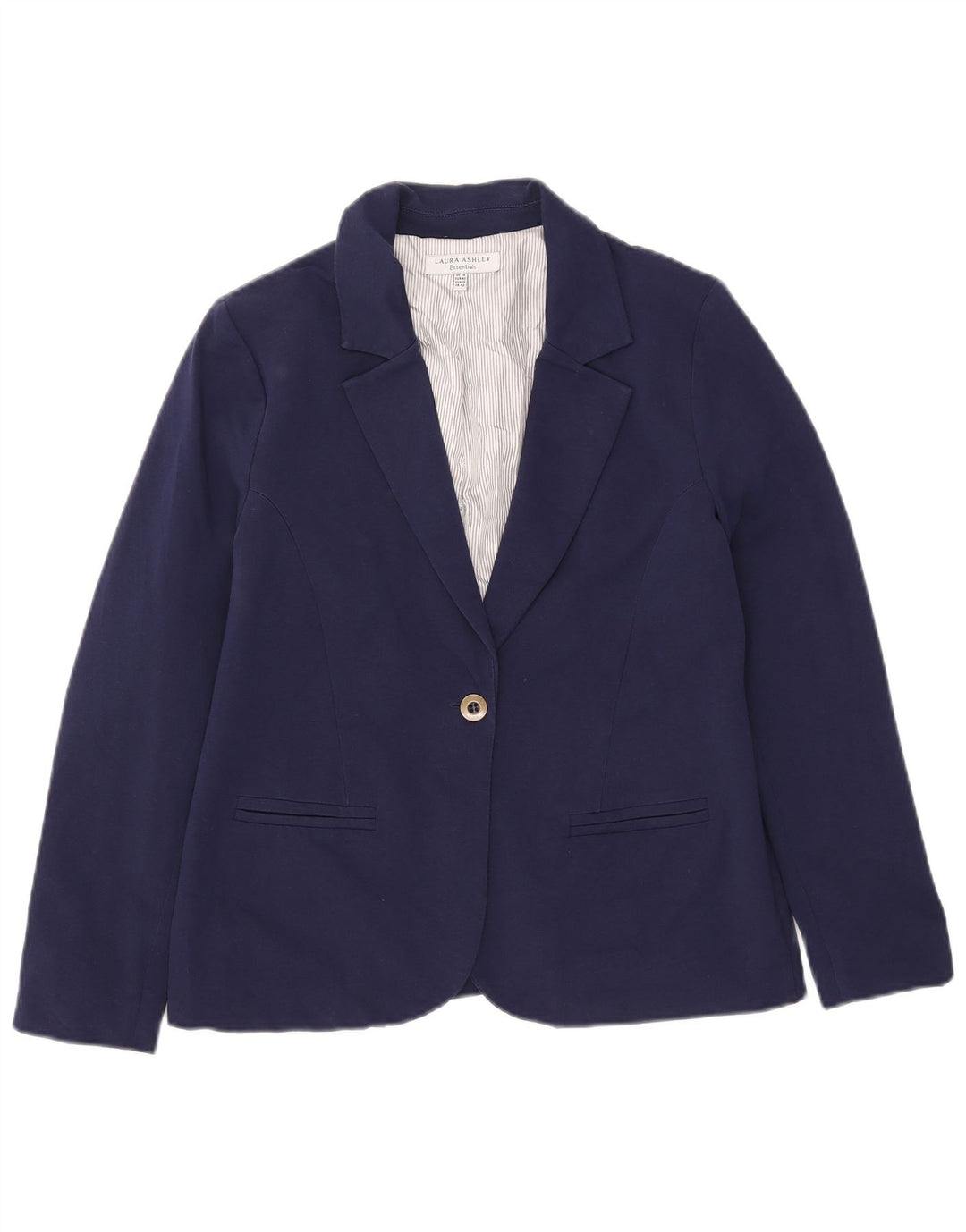 Laura Ashley Veste blazer à 1 bouton pour femme UK 14 Large Bleu marine en coton